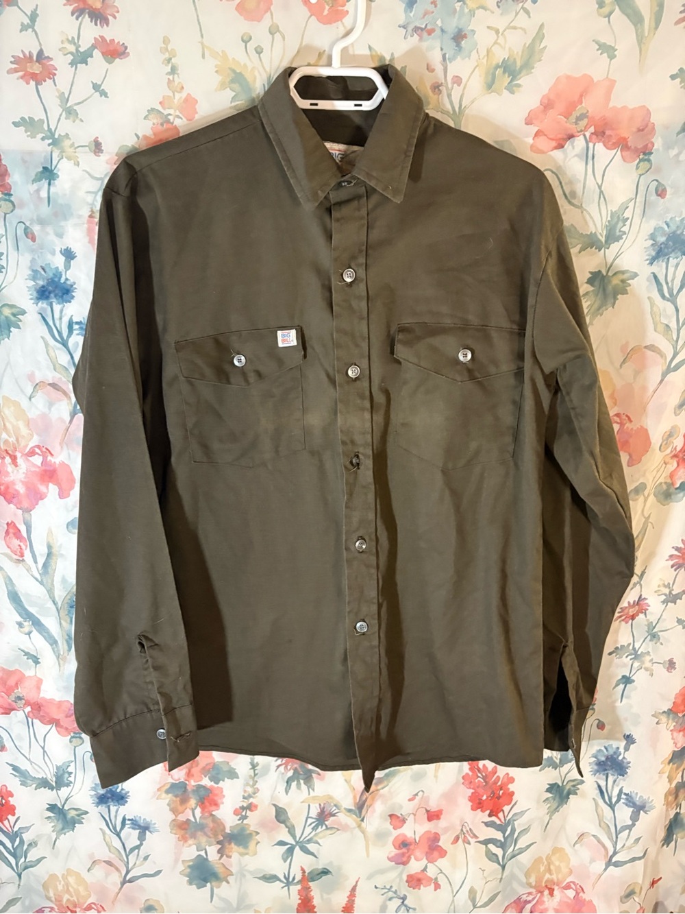 Vintage Brown/Green Button-Up Work Shirt